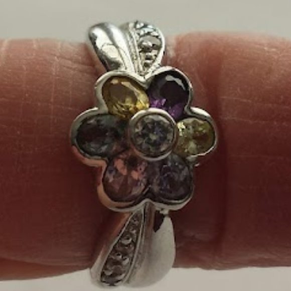 Rainbow 🌈 Gemstones 💎 in Sterling Silver 925 Multi Gemstone Ring - Picture 5 of 10